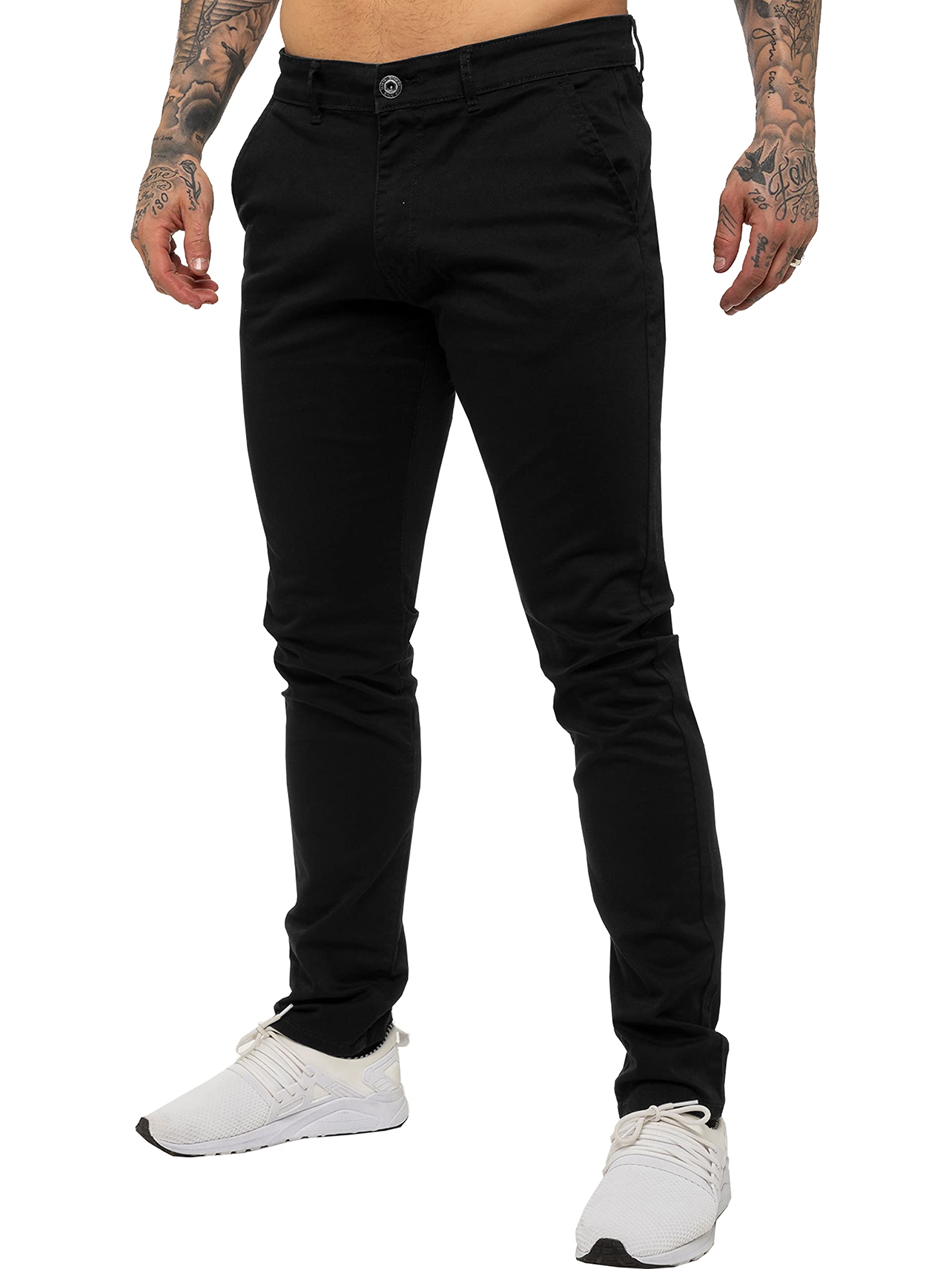 Ze Enzo (30W/30L, ) Enzo Mens Skinny Stretch Chinos Black