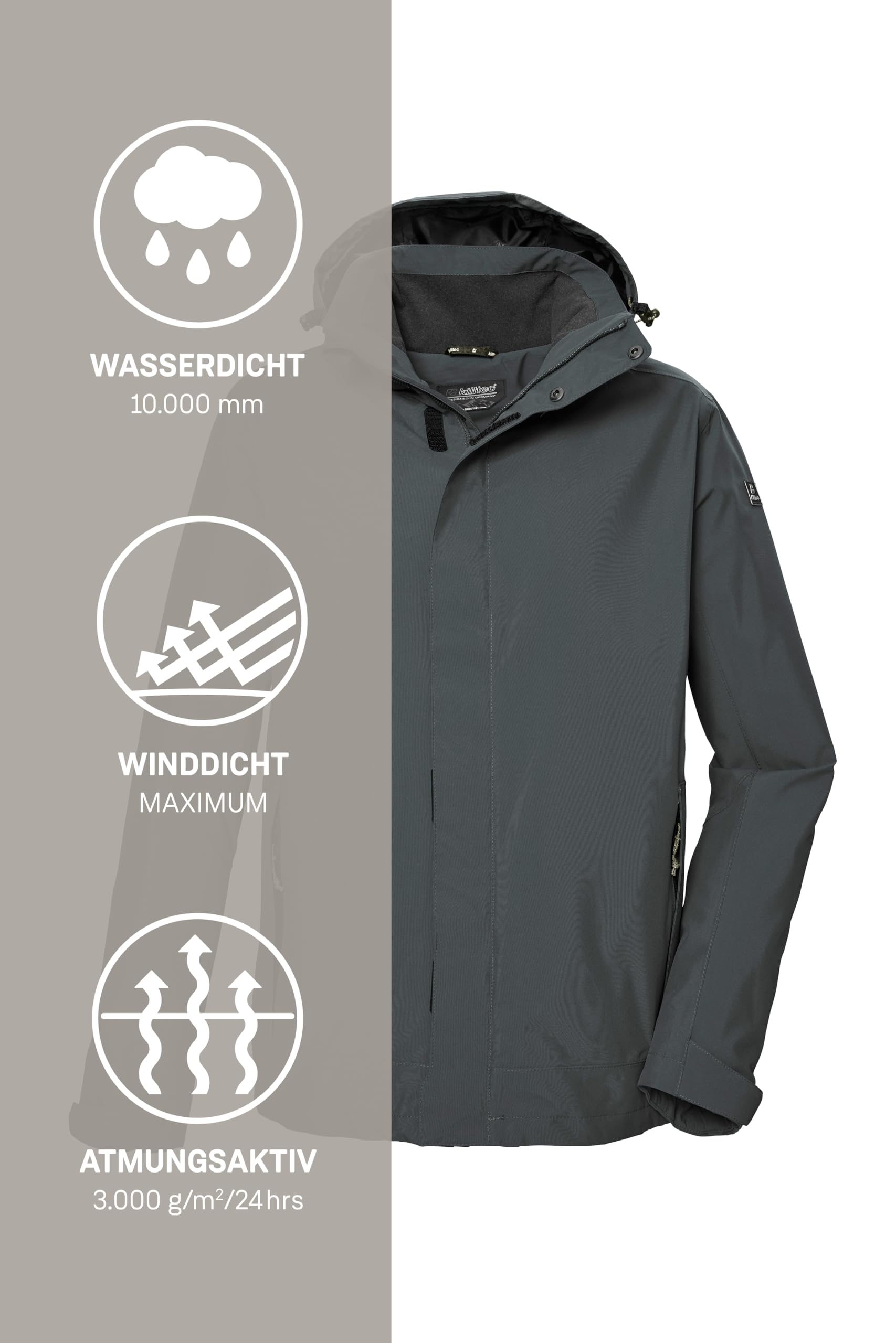 Killtec Herren Kos 87 Mn Jckt Funktionsjacke/Outdoorjacke mit abzippbarer Kapuze