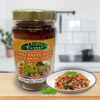 Thai Flavour Chili Paste with Holy Basil Leaves, 8 oz