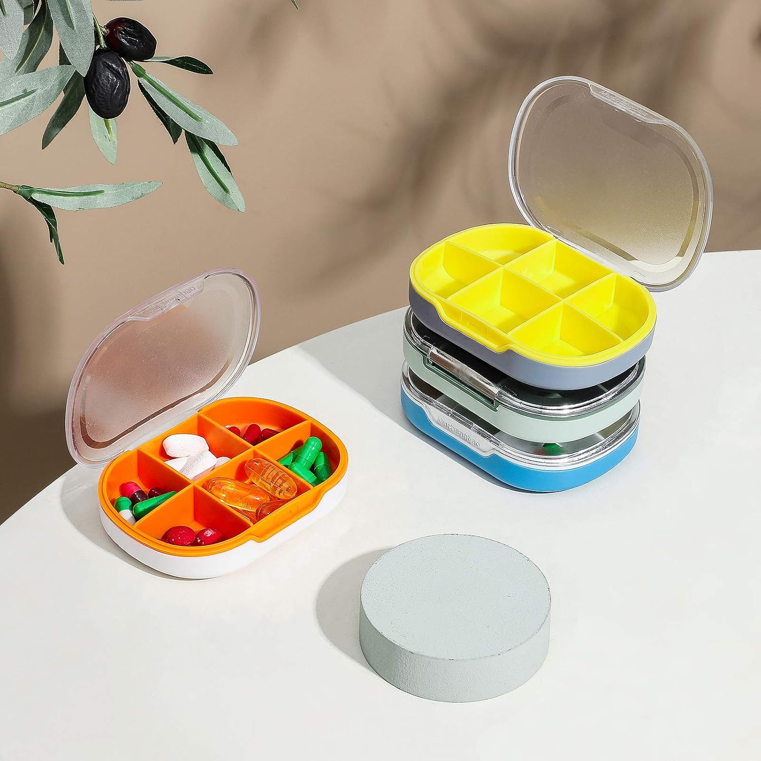 New Pill Box Organizer, 2 Pack Travel Pill Case, 6 Compartments 7 Day Pill Box for Pills/Vitamins/Fish Oil/Tonic Medicine Box by Muchengbao