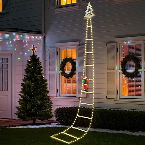 Christmas Ladder Lights with Santa Claus, 248 LED Rope Ladder