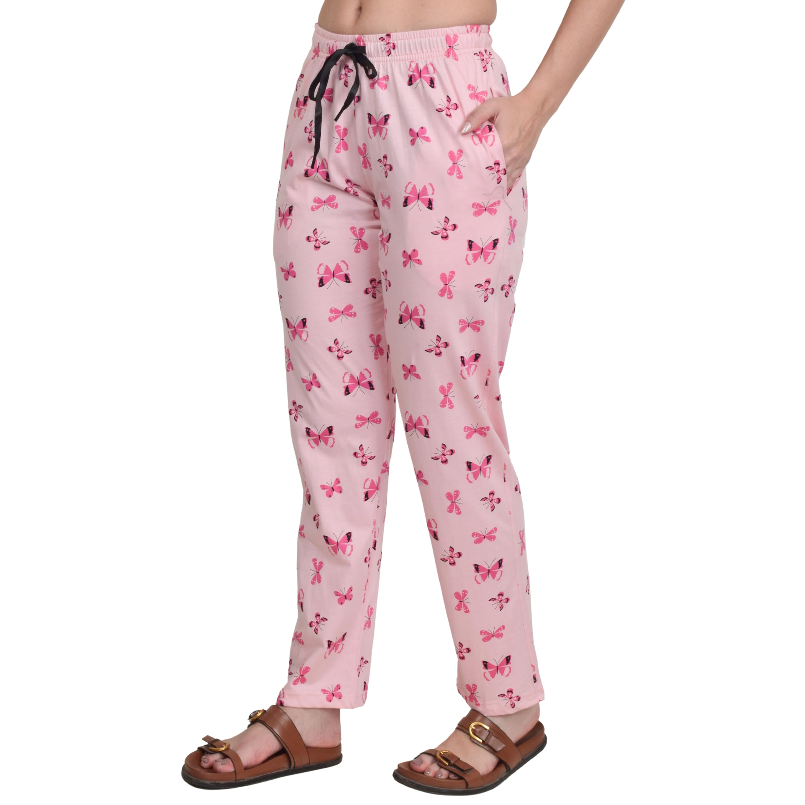 Women’s Cotton Pajama Pants | Soft Pink Sleepwear Lounge Pants for Women | Breathable Cotton PJs with Drawstring | Relaxed Fit Bottoms-image-2