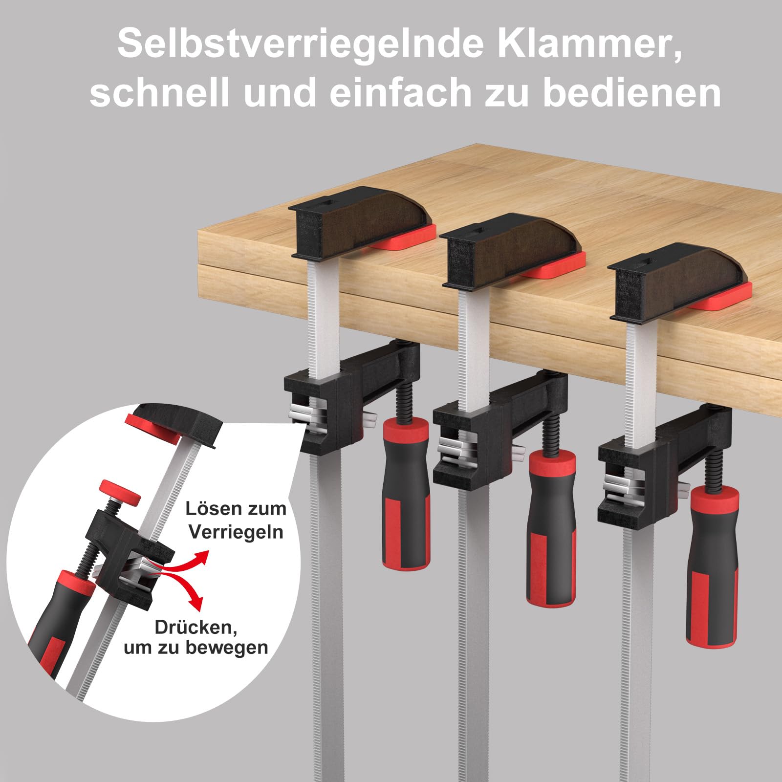 4 Stück Schraubzwingen Sets, 350mm Profi Schraubzwinge aus Edelstahl, 75mm Maultiefe für Präzises Fixieren von Holzwerkstücken, Spannkraft 270kg für vielfältige Spannanwendungen