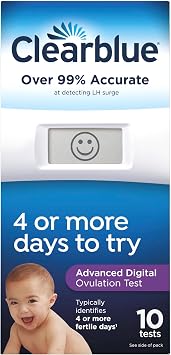 Clearblue Advanced Digital Ovulation Test, Home LH Ovulation Test Kit, 10 Ct