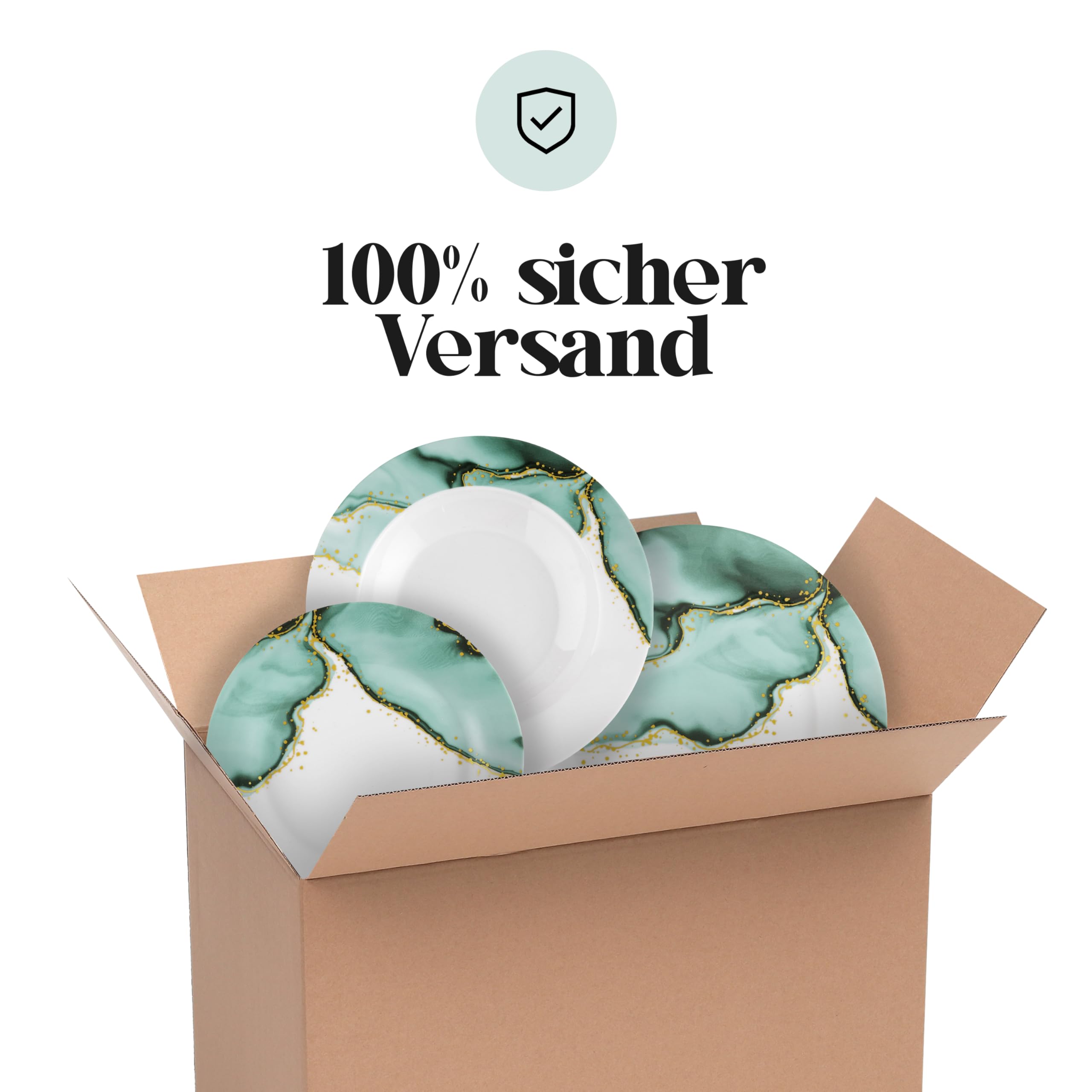 Baroni Home 18-teiliges Tafelservice aus Porzellan, Tellerservice für 6 Personen, Marmor-Stil