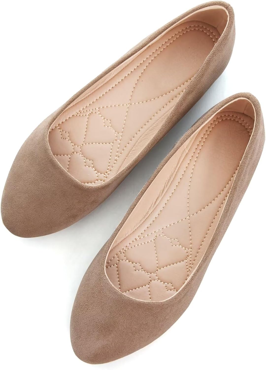 Stunner Women Cute Slip-On Ballet Shoes Soft Solid Classic Pointed Toe Flats Upgrade Khaki 41