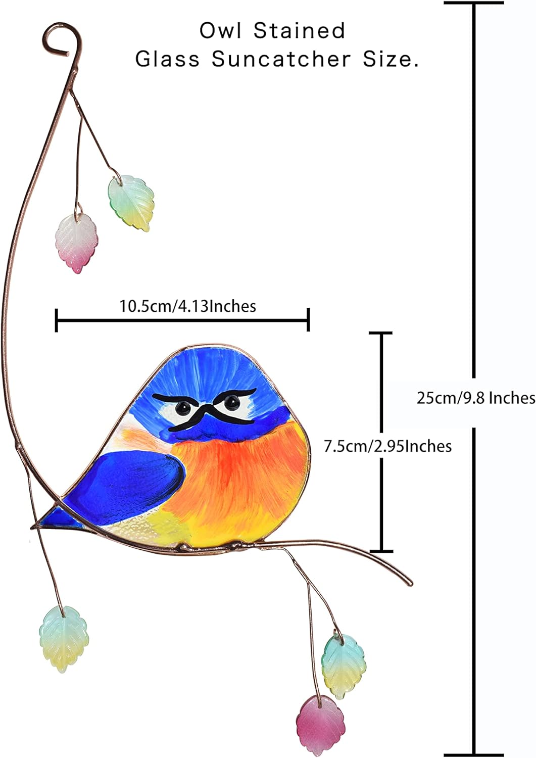 Lolitarcrafts Blue Hummingbirds with Flower and Bluebirds Stained Glass Window Hangings Suncathers for Window Hangings