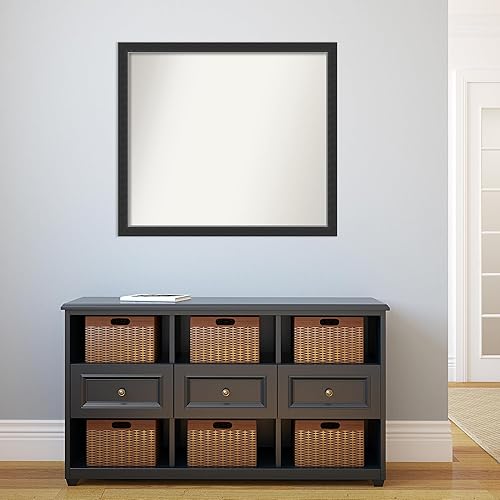 Miniatura 8 de Amanti Art Espejo de pared personalizado no biselado (27 x 33 pulgadas), marco estrecho negro Corvino - varios tamaños personalizados - Espejo de