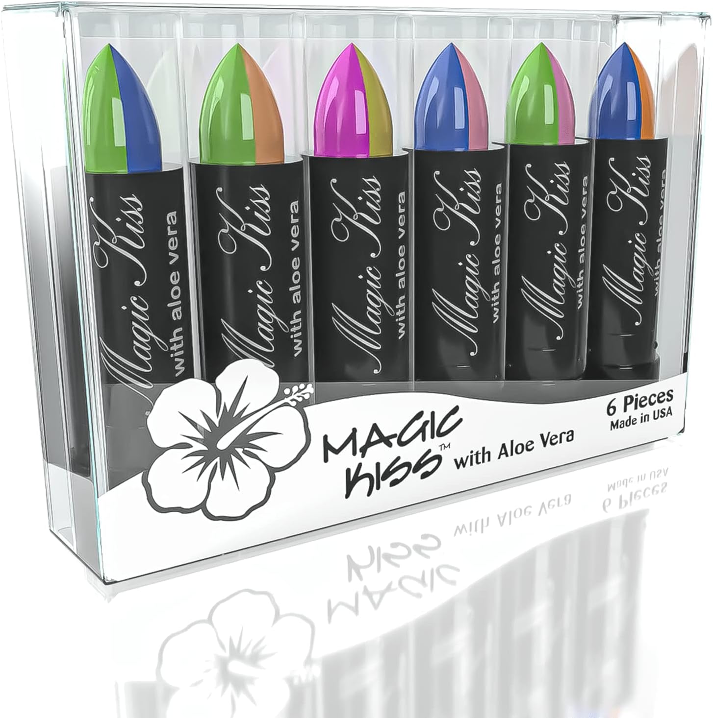 Pack of 6 Magic Kiss Color Changing Matte Lipstick set, Long Lasting Nutritious Lips Moisturizer Magic Temperature Color Change Lip Balm with Aloe Vera PH Lipstick Beauty Cosmetics Makeup MADE IN USA