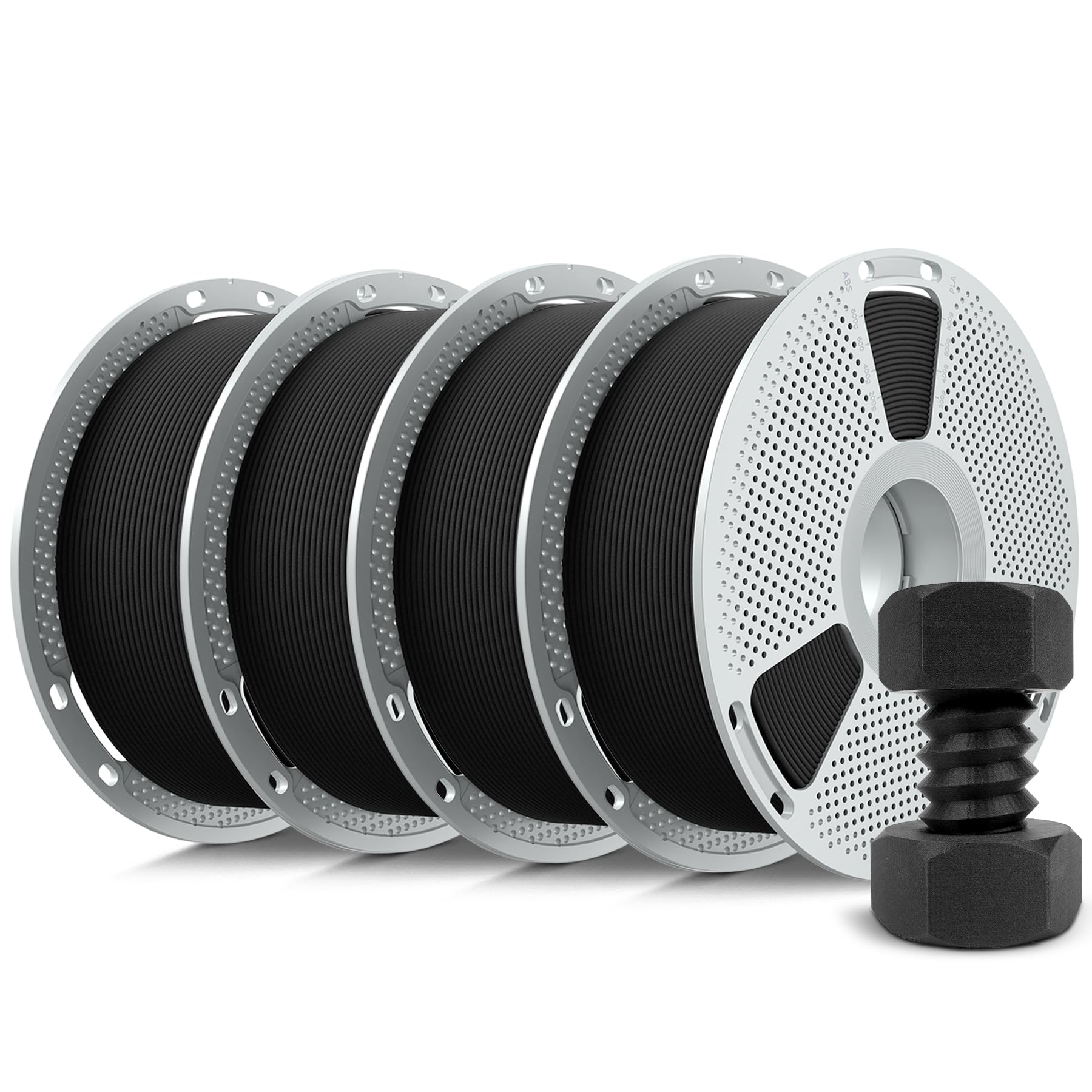 4KG PA6-CF 3D Filament 1.75mm, Heat Deflection Temperature up to 209°C, Made of 80% PA Nylon and 20% Carbon Fibers, 1kg Spool, 4 Packs, Black
