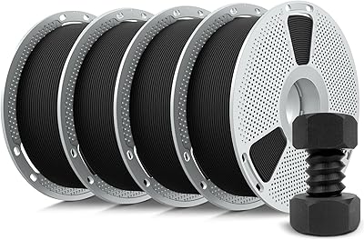 19 – SUNLU 4KG PA6-CF 3D Filament 1.75mm, Heat Deflection Temperature up to 209°C, Made of 80% PA Nylon and 20% Carbon Fibers, 1kg Spool, 4 Packs…
