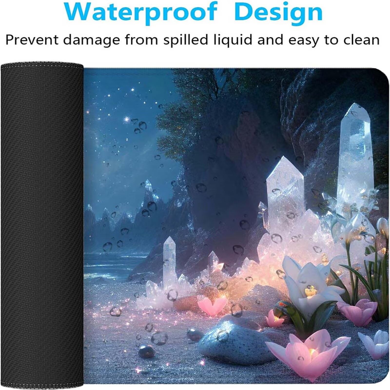 Alfombrilla Ratón Luna Océano Alfombrilla Ratón XXL 1400x600x3mm Mouse Pad Resiste Salpicaduras, Extendida de Gran Tamaño con Bordes Cosidos, Mejora Precisión y Velocidad,Antideslizante,Duradera y-467