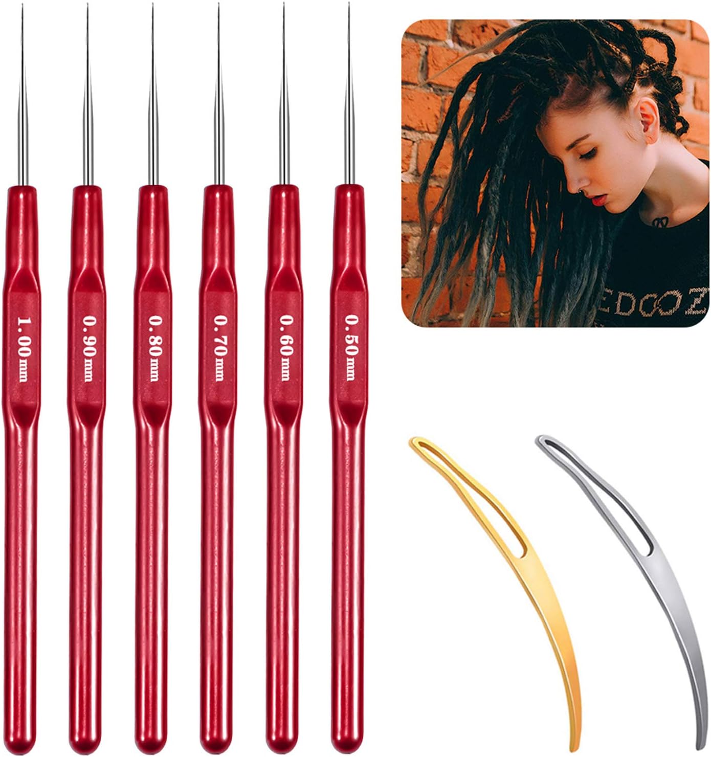 8 Pack Crochet Hooks for Dreadlock,Dreadlocks Crochet Kits Needles for Hair Dreadlock Hair Weaving Dreadlock Hooks Tool Sets