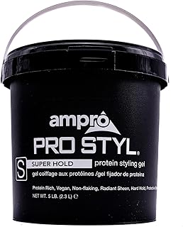 AmPro Pro Styl Styling Gel - Protege y fortalece tus hebras, sin descamación, sin alcohol, fórmula vegana, agarre flexible y táctil para todas las texturas de cabello, súper agarre, 80 onzas