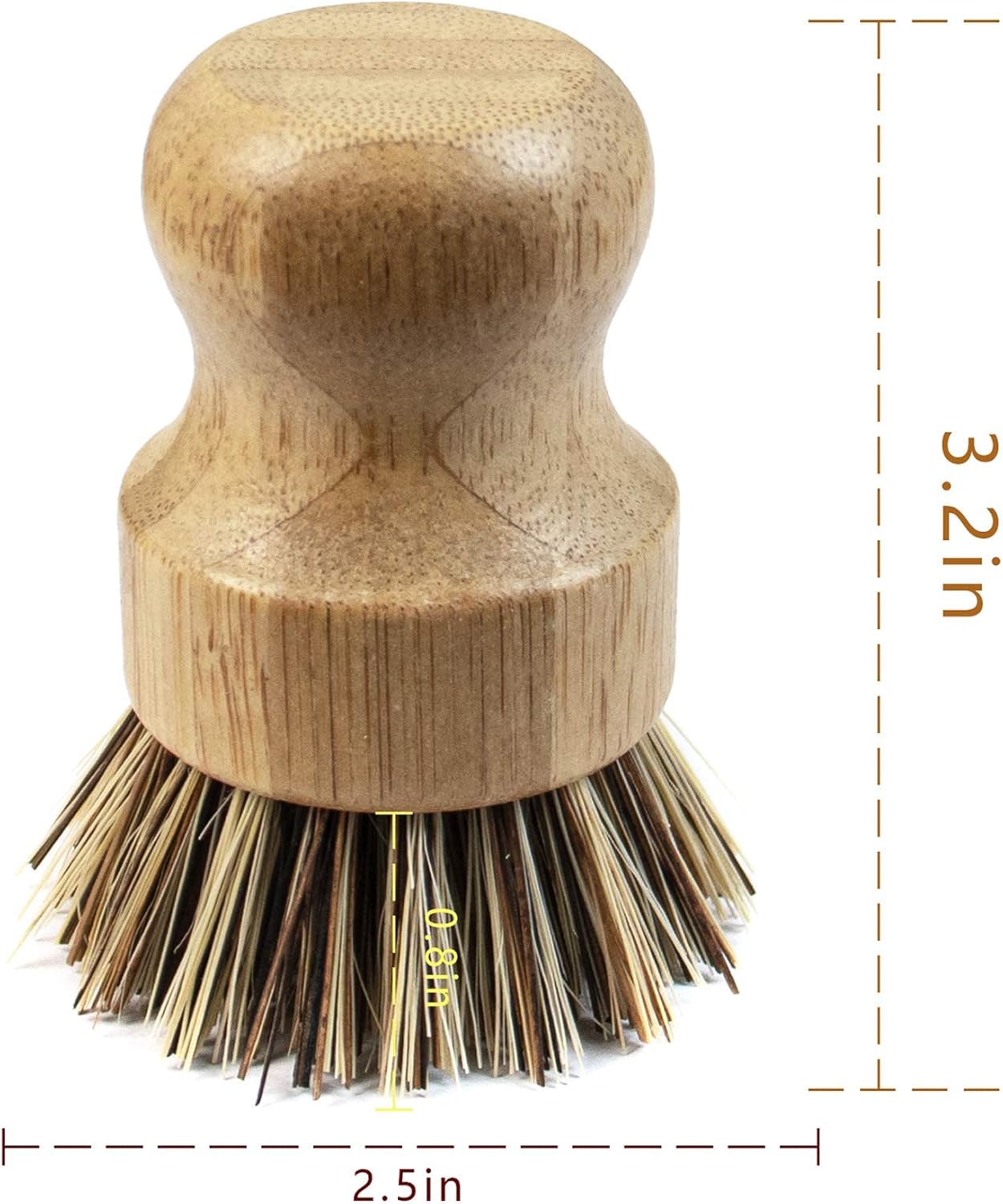 Bеѕt Cуbеr Mоndау 🔥 AUEAR, Natural Bamboo Dish Scrub Brush Cleaning Brush Pot Scrubber Brushes Coconut Bristles for Cast Iron Skillet Pots Pans (2-Pack, Deep Color)