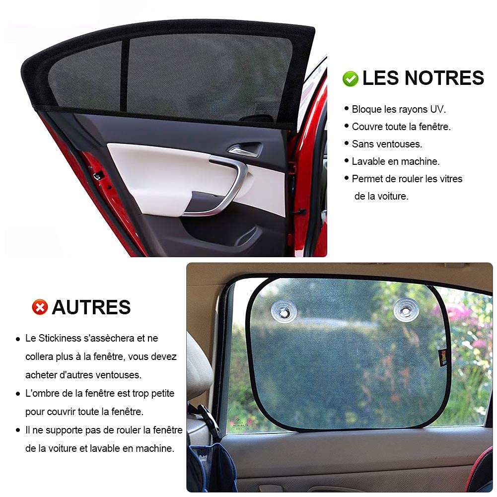 PHYLES Tendine Parasole Auto Bambini, Protegge il Bambino, Animali Domestici Contra Raggi UV, Adatto per la Maggior Parte Delle Auto, 2Pcs Parasole Auto (L)