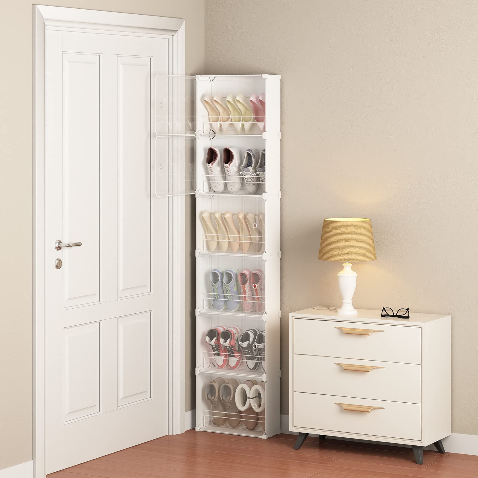 Buy MAGINELS 6Tier Shoe Rack Organizer with Cover, Slim Shoe Storage