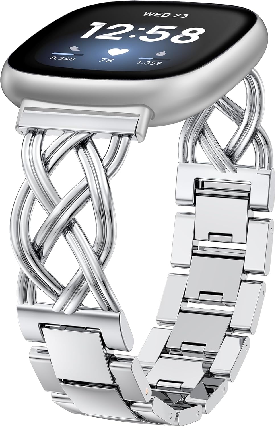 TOYOUTHS Metal Band Compatible with Fitbit Versa 4/Versa 3/Sense 2/Sense Bands Women, Celtic Stainless Steel Strap Dressy Bracelet Designer Pretty Wristband