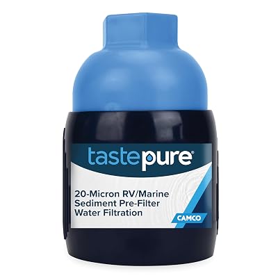 Camco TastePURE Sediment Pre-Filter for Camper/RV Water Filter | Features 20-Micron Water Filter System & Provides First Stage of Water Filtration | Extends The Life of Inline Water Filters (40048)