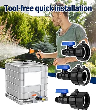 3 Sizes 3-in-1 IBC Tote Hose Adapter 2.44 Fine, 2 Fine and 2 Coarse Thread, 275-330 Gallon Water Tote Tank Hose Adaptor, Faucet Adapter for Garden Hose Connector