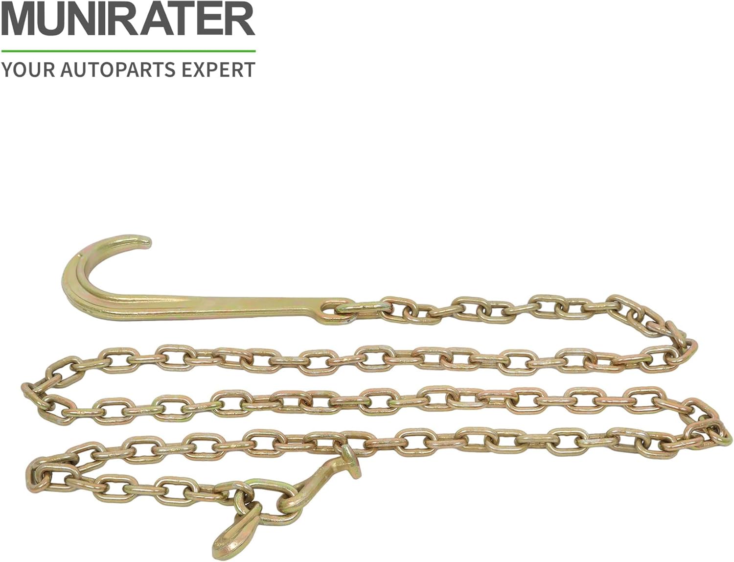 munirater 5/16in x 10 FT Grade 70 Tow Chain 15 J Hook and T Hook Mini J Hook Recovery Wrecker Axle Tow Truck Chain