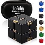 PILPOC theFube Infinity Cube Fidget Toys Adults - Aluminum Infinite Magic Cube with Case, Sturdy, Heavy, Relieve Stress and Anxiety, for ADD, ADHD, OCD, Stocking Stuffers for Teens (Black)