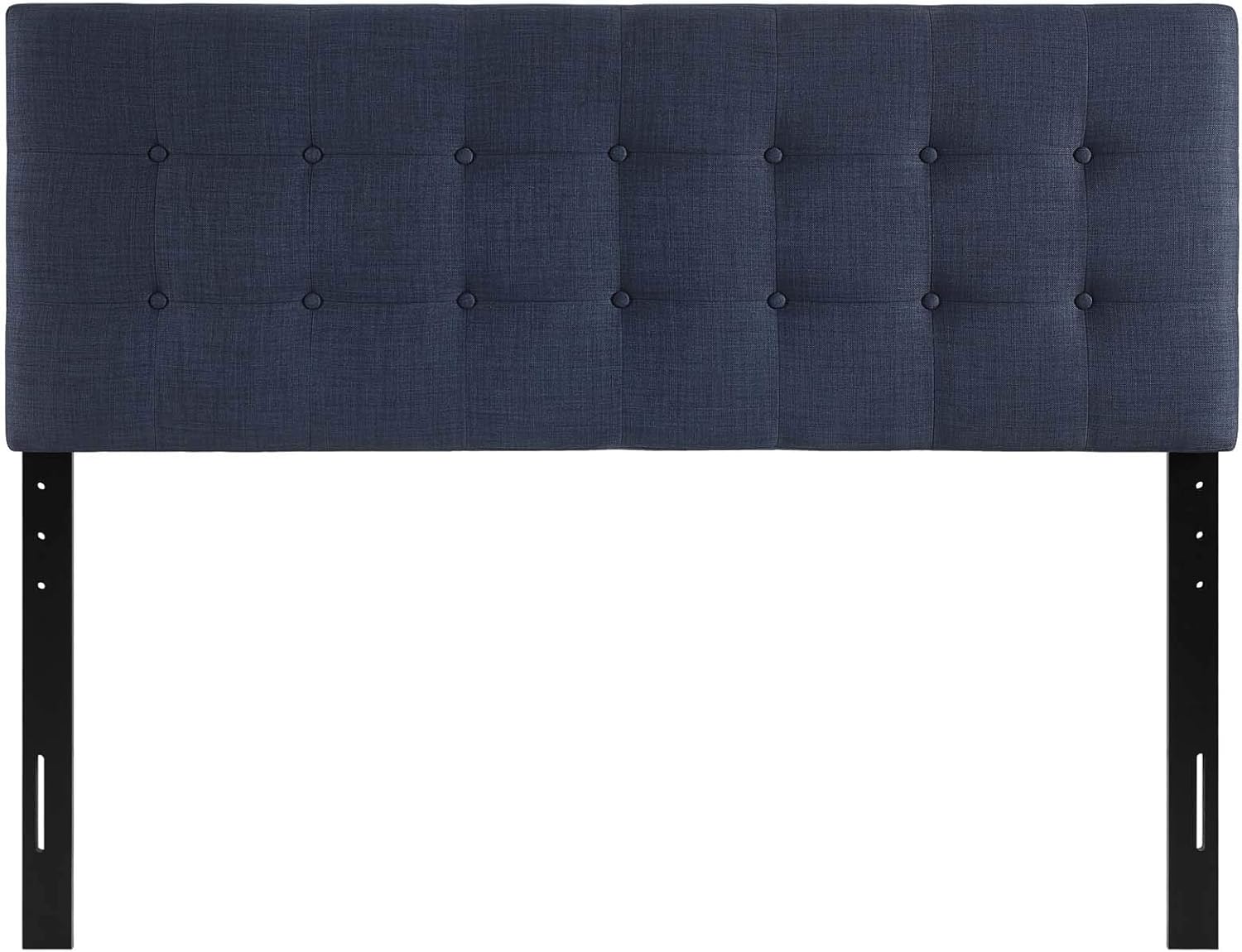Modway Emily Tufted Button Linen Fabric Upholstered Queen Headboard in Navy