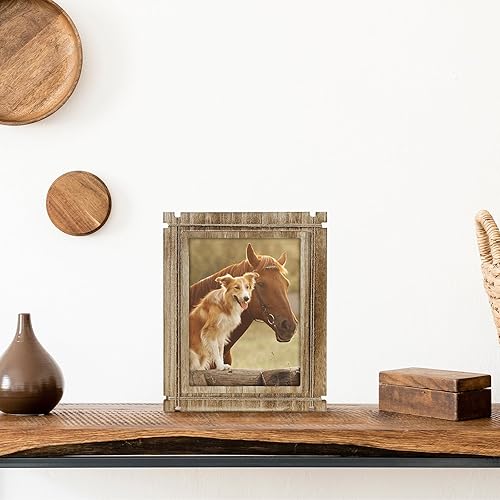 Miniatura 7 de Hiwhy Marcos de fotos de 4 x 6 pulgadas, marco de fotos rústico marrón oscuro, marco de fotos de madera para montaje en pared y mesa, decoración de