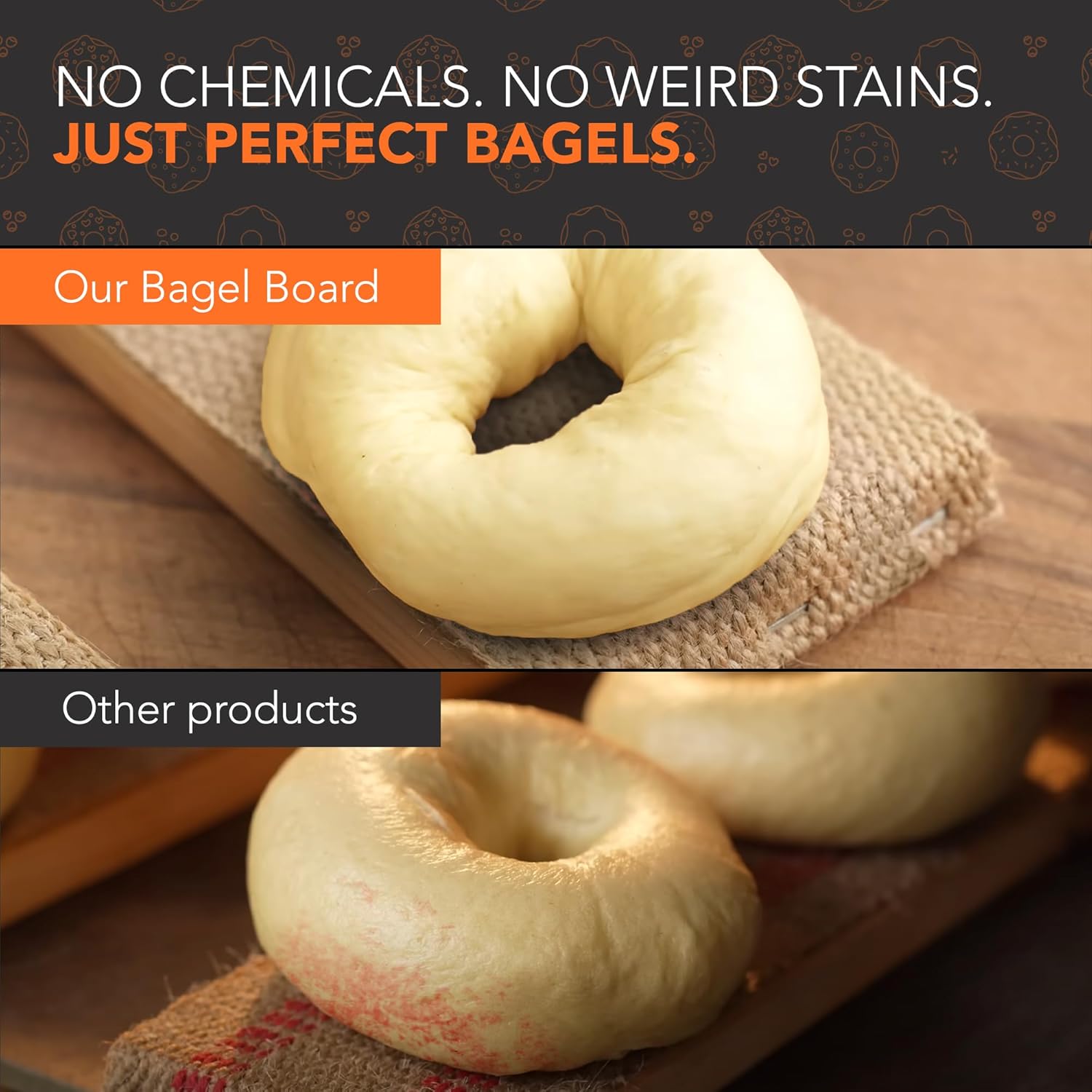 Bagel Baking Boards 3-Pack | 15.7 x 3.5 x 0.8" Burlap Covered Cedar Boards | Bagel Boards for Baking Bagels | Food Grade Burlap & Cedar| Perfect for New York Style Bagel Making