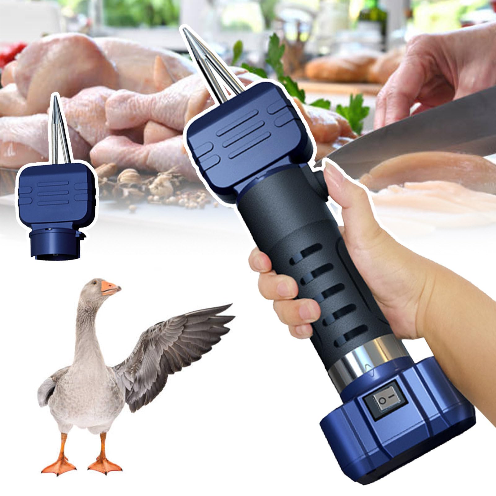 MRKU Electric Handheld Chicken Plucker Machine,9000 RPM Rechargeable Poultry Plucking Machine