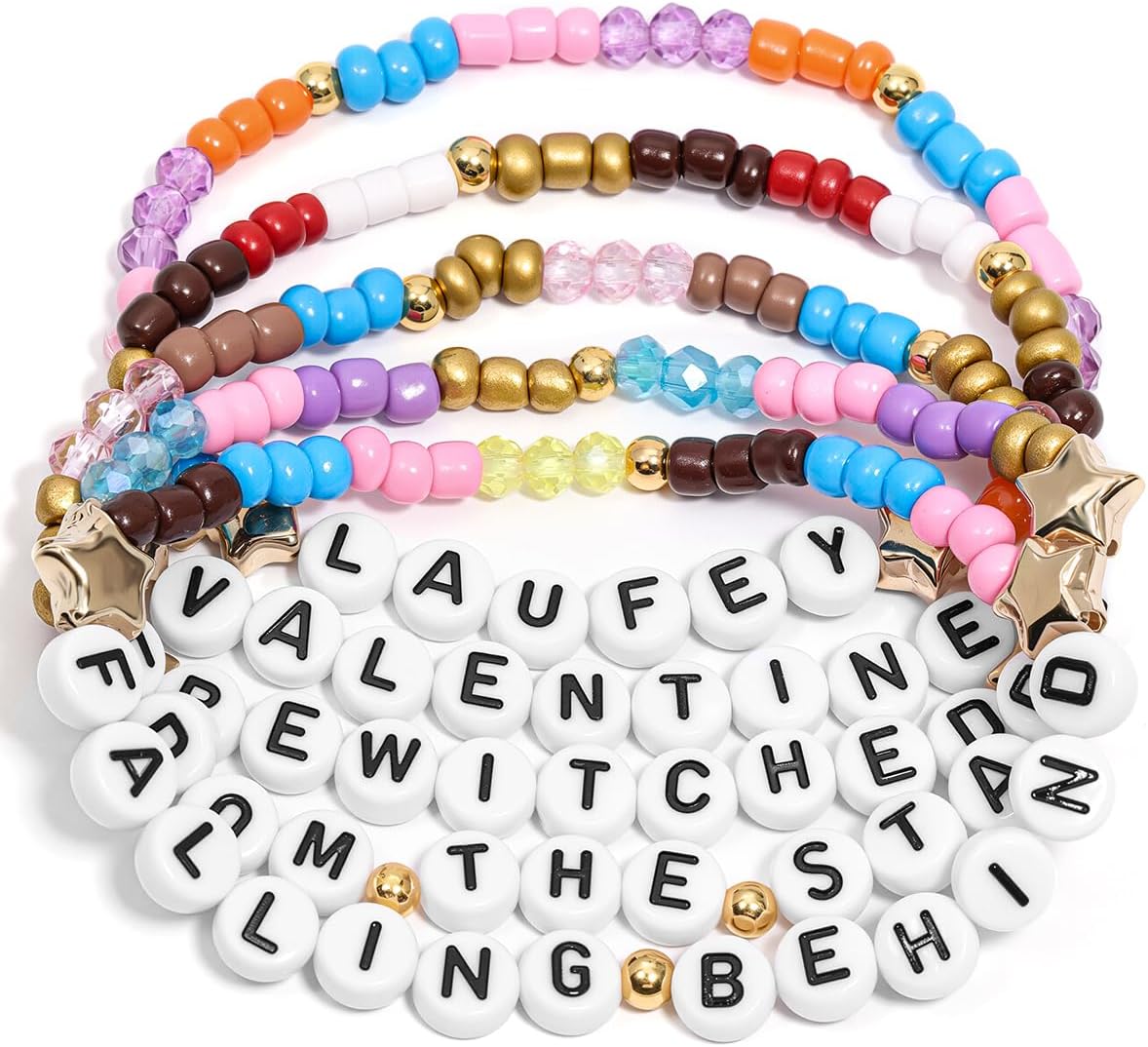 AICase for Laufey Merch Gifts Toys Inspired Bracelets 5 Pcs Stackable Stretch Beaded Friendship Bracelets Concert Outfit Vinyl Poster Merchandise Gifts for Fans Women Birthday Christmas Stocking