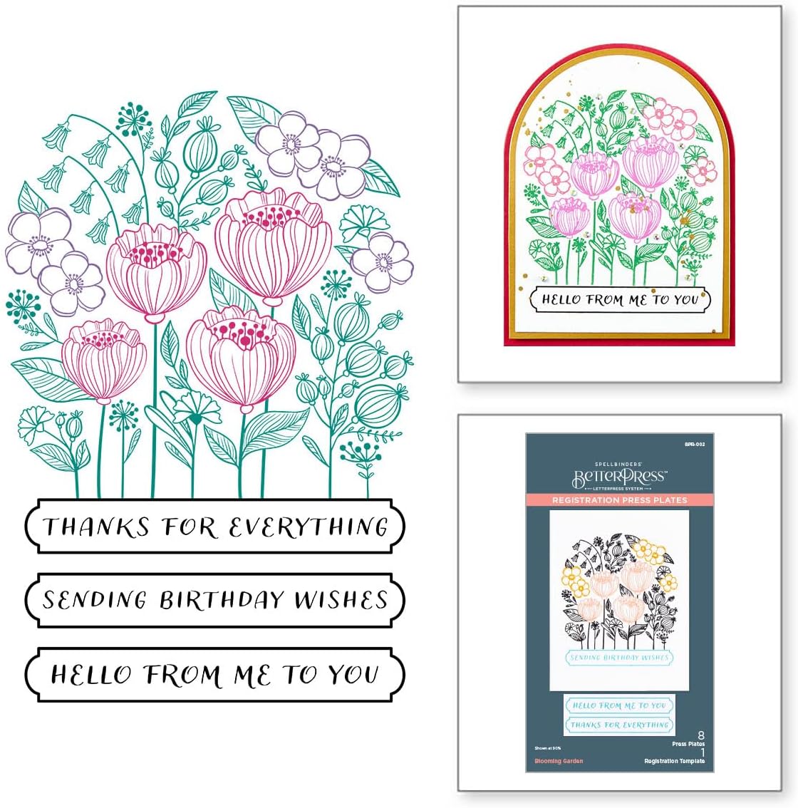 Spellbinders BPR-002 Blooming Garden Press Plates from The BetterPress Place & Press Registration Collection
