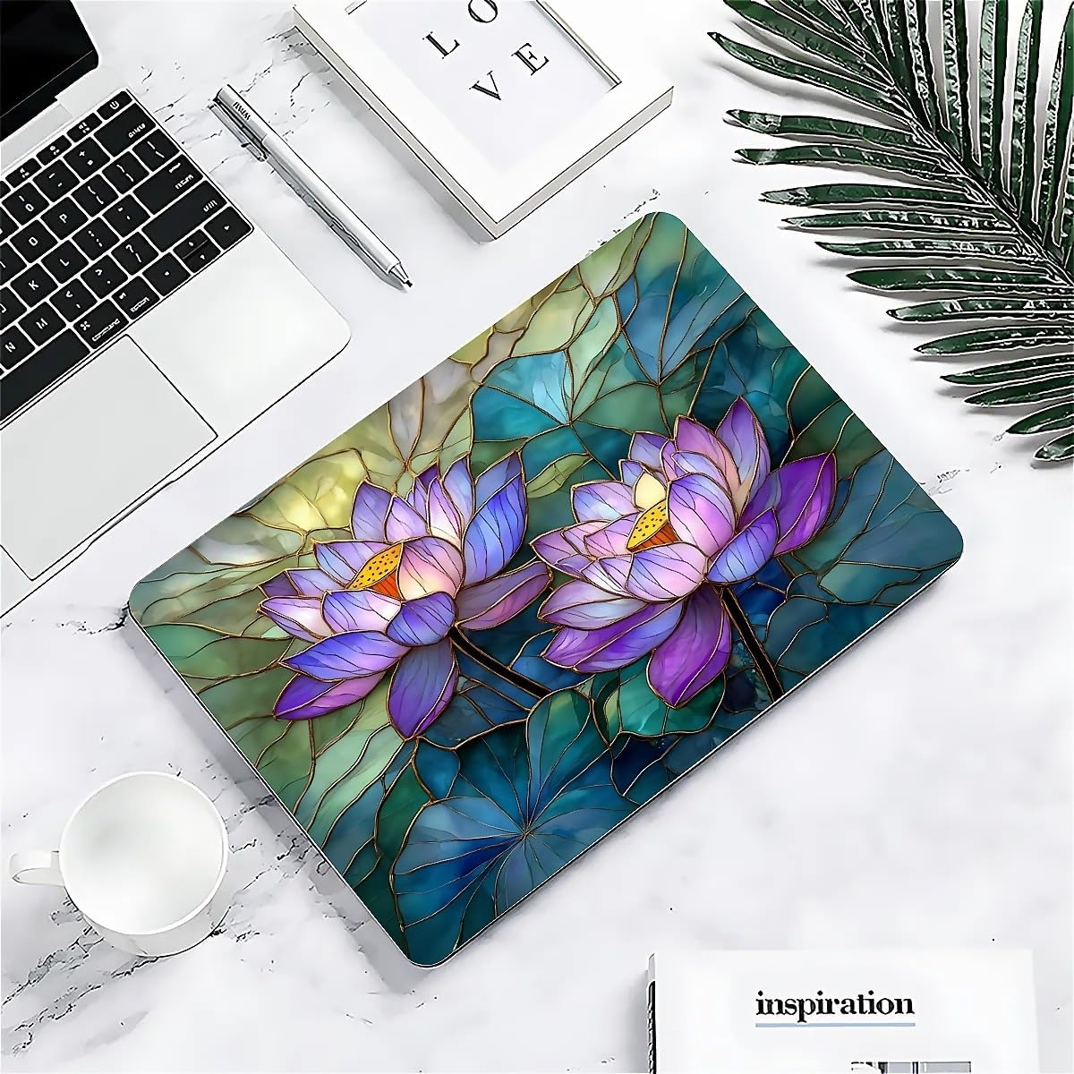 for MacBook Pro 16 Inch Release 2021/2023 Model A2485/A2780 Clear Computer Case,Novelty Premium Pattern Hardshell Laptop Case Purple Gradient Lotus Filigree Line