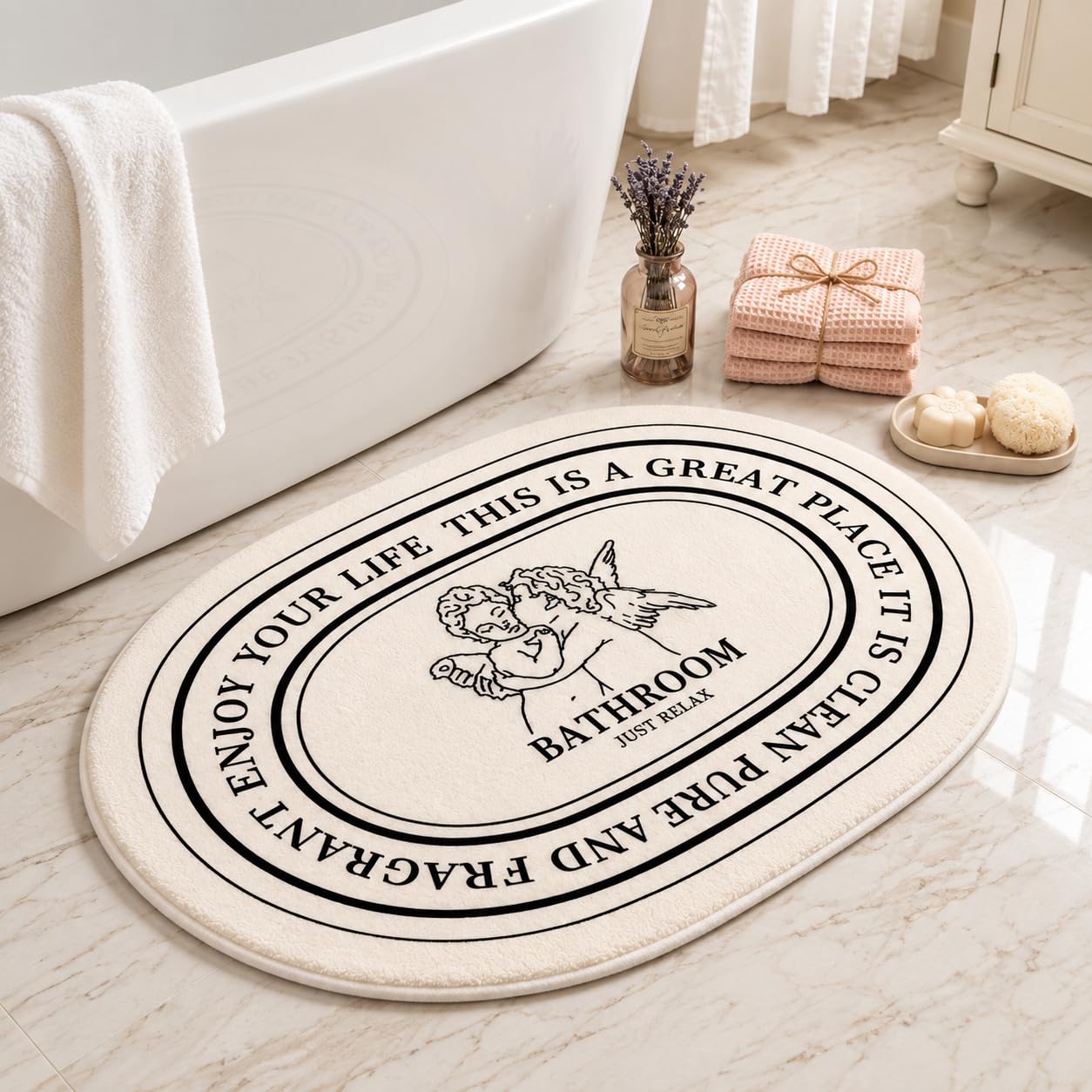 Amazon.com: Angel Bathroom Rug 20x32inch, Cute Angel Bath Mat