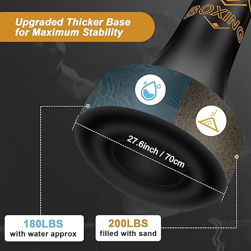 Miniatura 6 de Freestanding Puncing Bags for Adults Teens, Heavy Bag with Stand Boxing Bag with Boxing Gloves, Electric Air Pump, Reflex Ball, 70" Kickboxing Bag