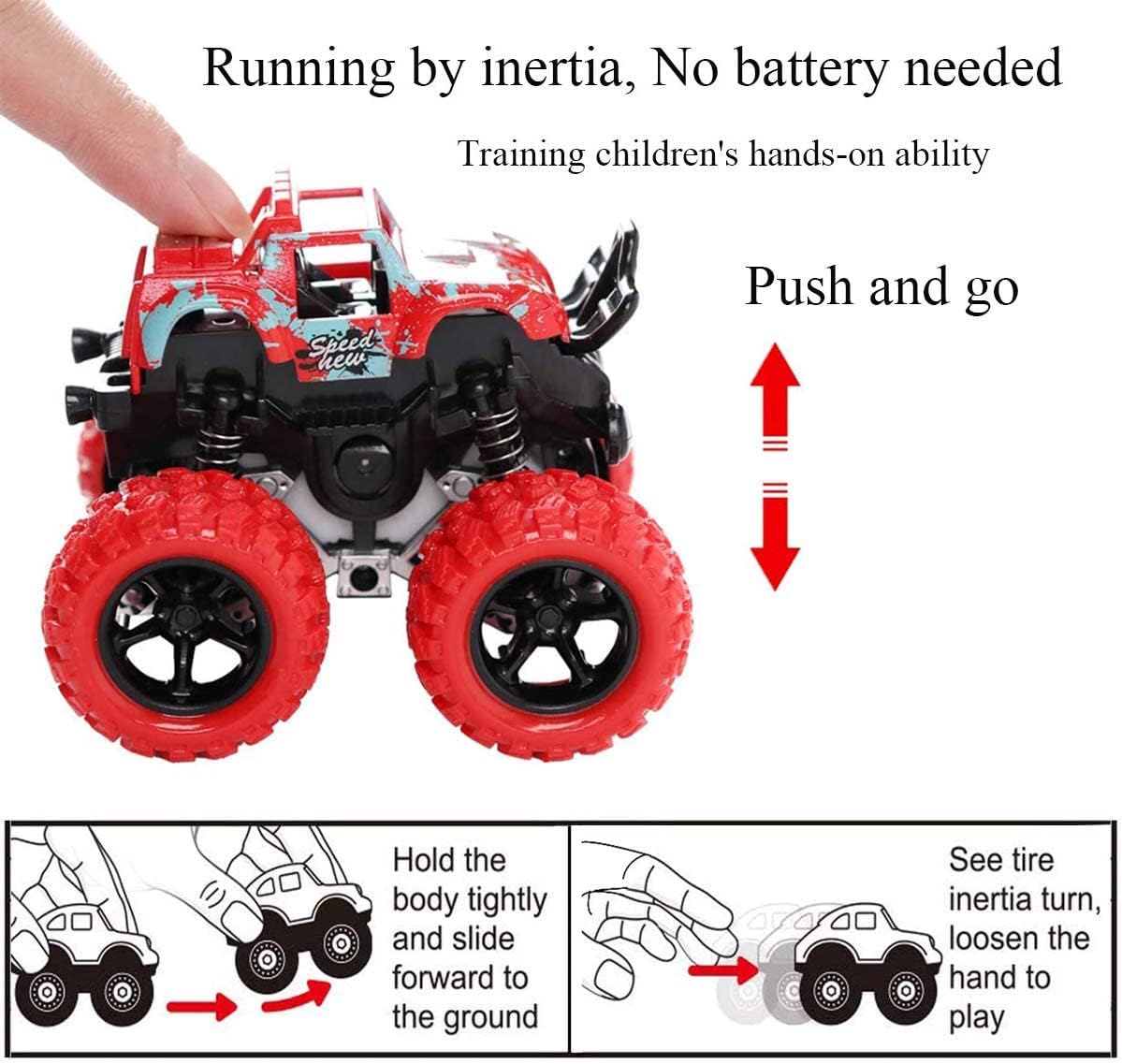 JAFATOY 2 Pack Monster Trucks Toys for Boys, Pull Back Cars Monster Toy Trucks for Toddlers Toy Cars for 1-12 Years Old Boys Girls Great Car Toy Gift for Kids