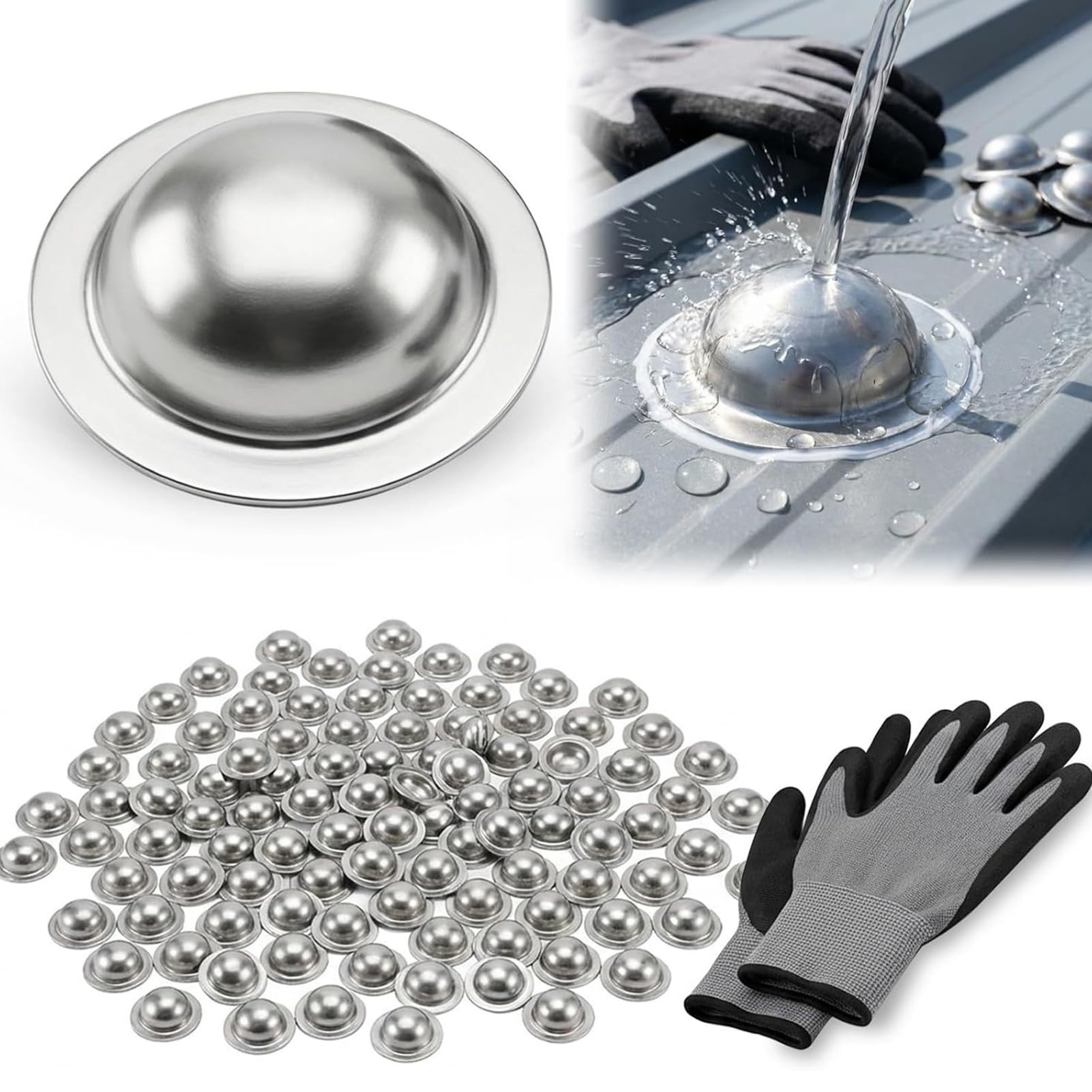 50/100 tappi a vite in acciaio inox per la riparazione di perdite sul tetto, coprono direttamente le teste delle viti esistenti, copertura rapida per