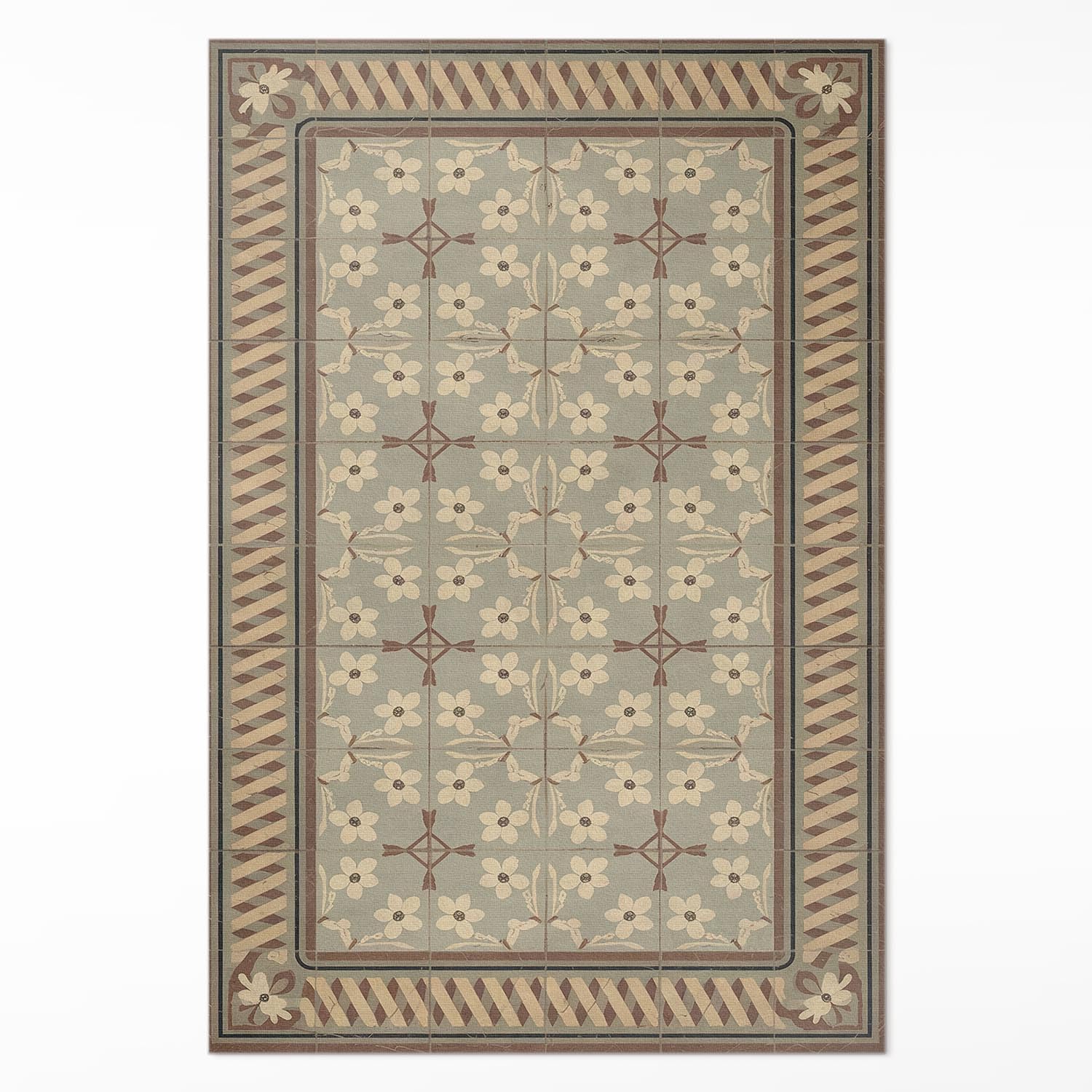 Tapis en vinyle rectangle 100x150 cm déco maison fleurs en mosaïques
