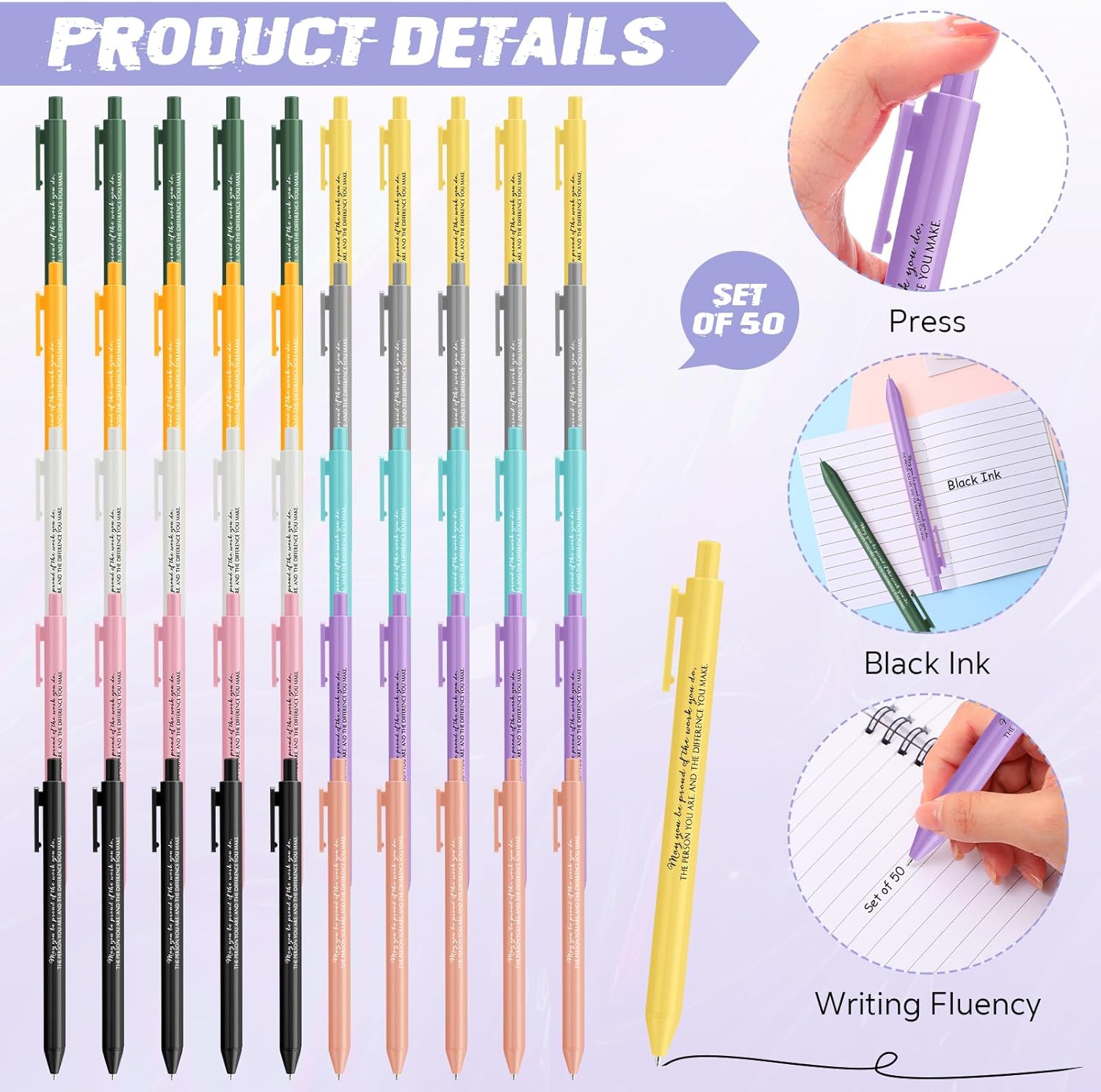 Harloon 100 Pcs Employee Appreciation Gifts Thank You Gifts Bulk Inspirational Notepads Ballpoint Pens Mini Motivational Notebooks for Volunteer Teachers Staff Coworker Team Office(May You Be Proud)