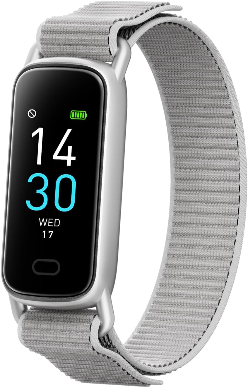 Lightweight Activity & Fitness Tracker with Subscription Free App Control, Sleep Tracking Insights, Heart Rate and Blood Oxygen Tracking, 16 Sport Modes, Waterproof Smart Watch for Men & Women(Silver)