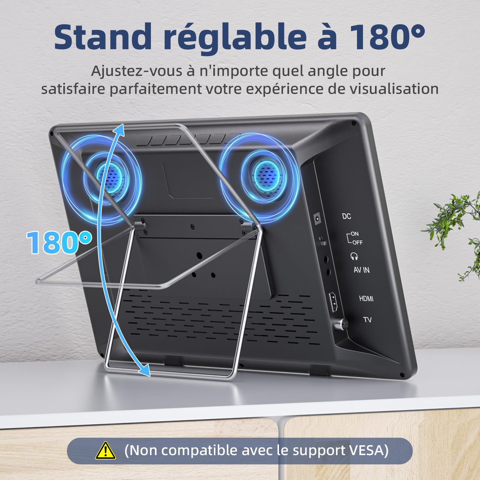 Desobry Téléviseur Portable 14,2 Pouces 1080p