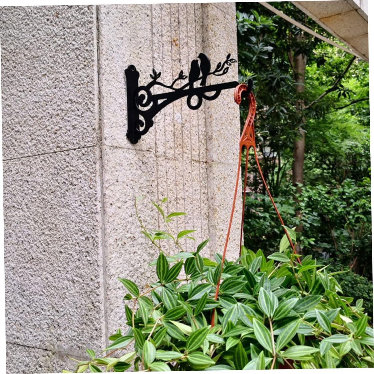Ganchos para Colgar Cestas y Macetas de Hierro Negro, Soporte Resistente y Anticorrosivo para Balcón, Decoración Exterior 2 Piezas