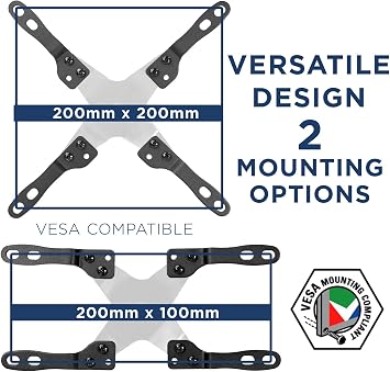 Mount-It! VESA Mount Adapter Kit, 75/100 to 200x200mm | Converts small VESA patterns to fit 23-42 inch TVs and monitors, steel construction.