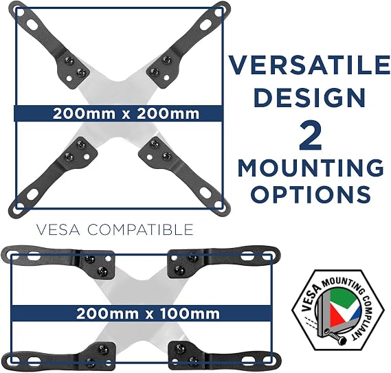 Mount-It! VESA Mount Adapter Kit, 75/100 to 200x200mm | Converts small VESA patterns to fit 23-42 inch TVs and monitors, steel construction.
