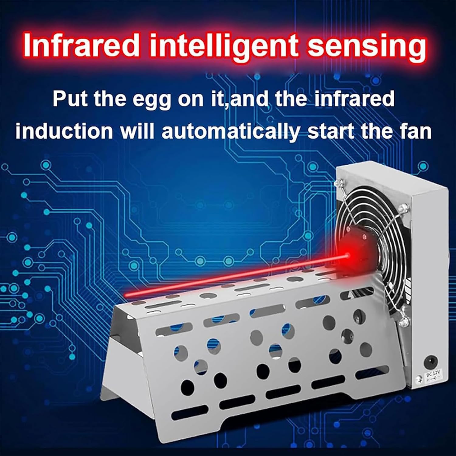 Electric Egg Waffle Blower,Electric Egg Waffle Cooling Fan w/Automatic Induction,Rapid Cooling and Automatically Blows Air to Dissipate Heat,for Snack Bars