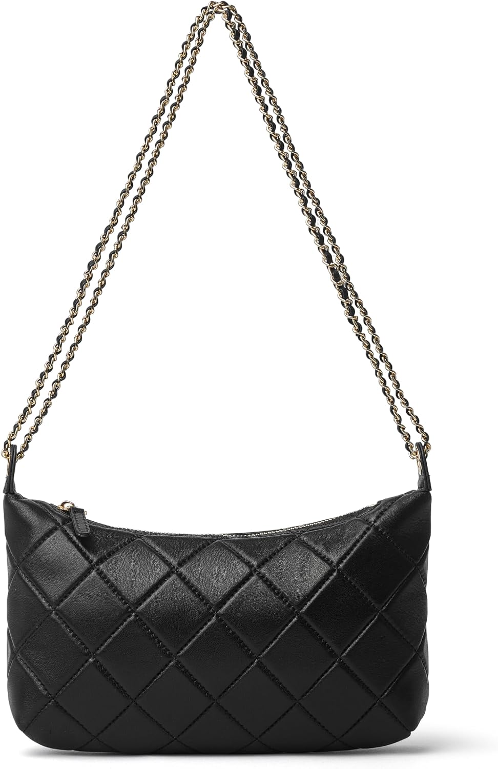DORIS&JACKY Small Leather Quilted Shoulder Purse, Soft Lambskin Hobo Crossbody Chain Bag for Women