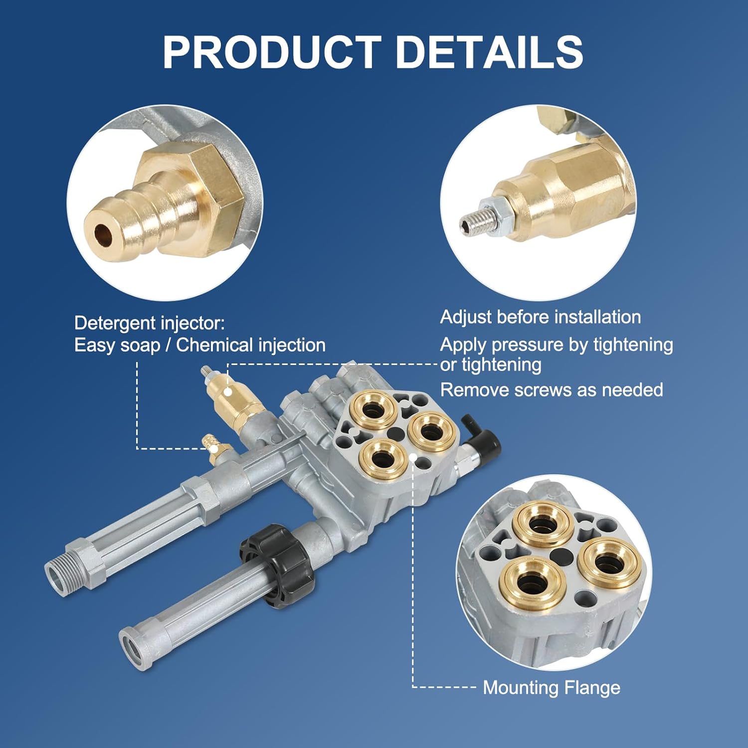 Complete Pump Head with Unloader & Installed Thermal Relief Valve Replacement for Annovi Reverberi Pressure Washer Pump Head AR43361 SRMW2.3G28 SRMW2.4G28