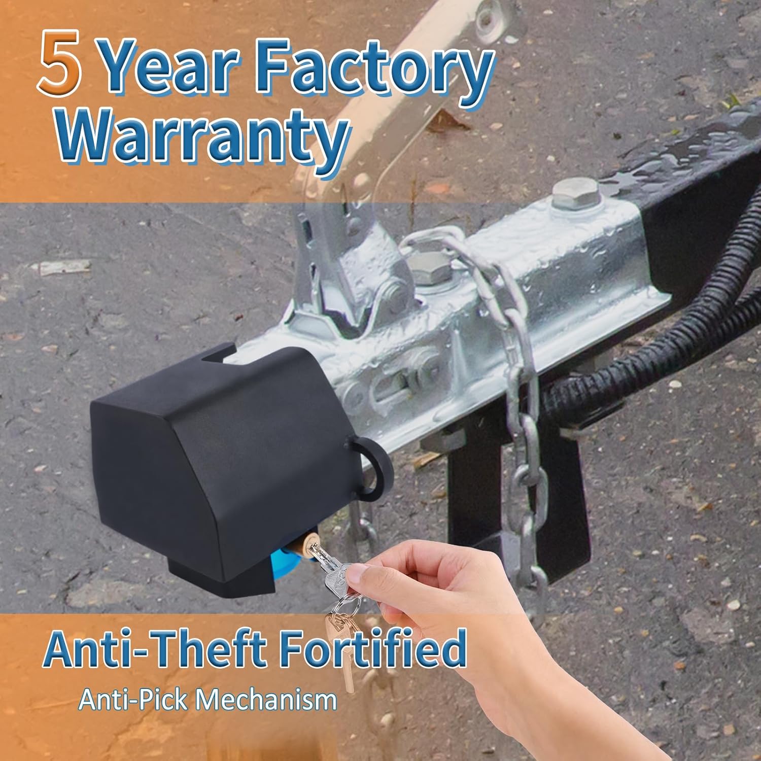 Upgrade 2.0 Trailer Coupler Lock, Universal Trailer Tongue Hitch Lock for 2 & 2-5/16 Couplers, Anti-Theif Design, 1/4" Ultra Thick Steel, Heavy Duty Trailer Locks for Boat, RV, Camper, Truck