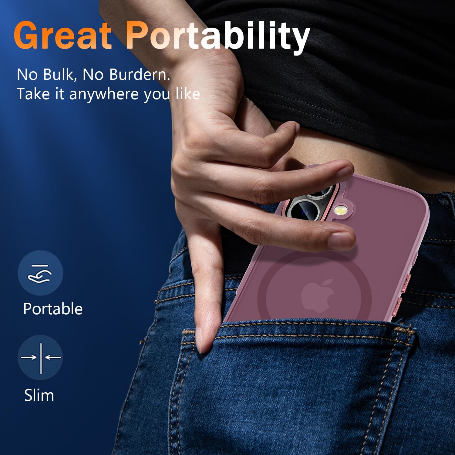 WRJ Case for iPhone 16, Magnetic Translucent Phone Case for Women Men [Compatible with Magsafe] Slim Anti-Fingerprints Shockproof Protective Cover with Screen Protector 6.1 Inch-Red Wine - Image 7