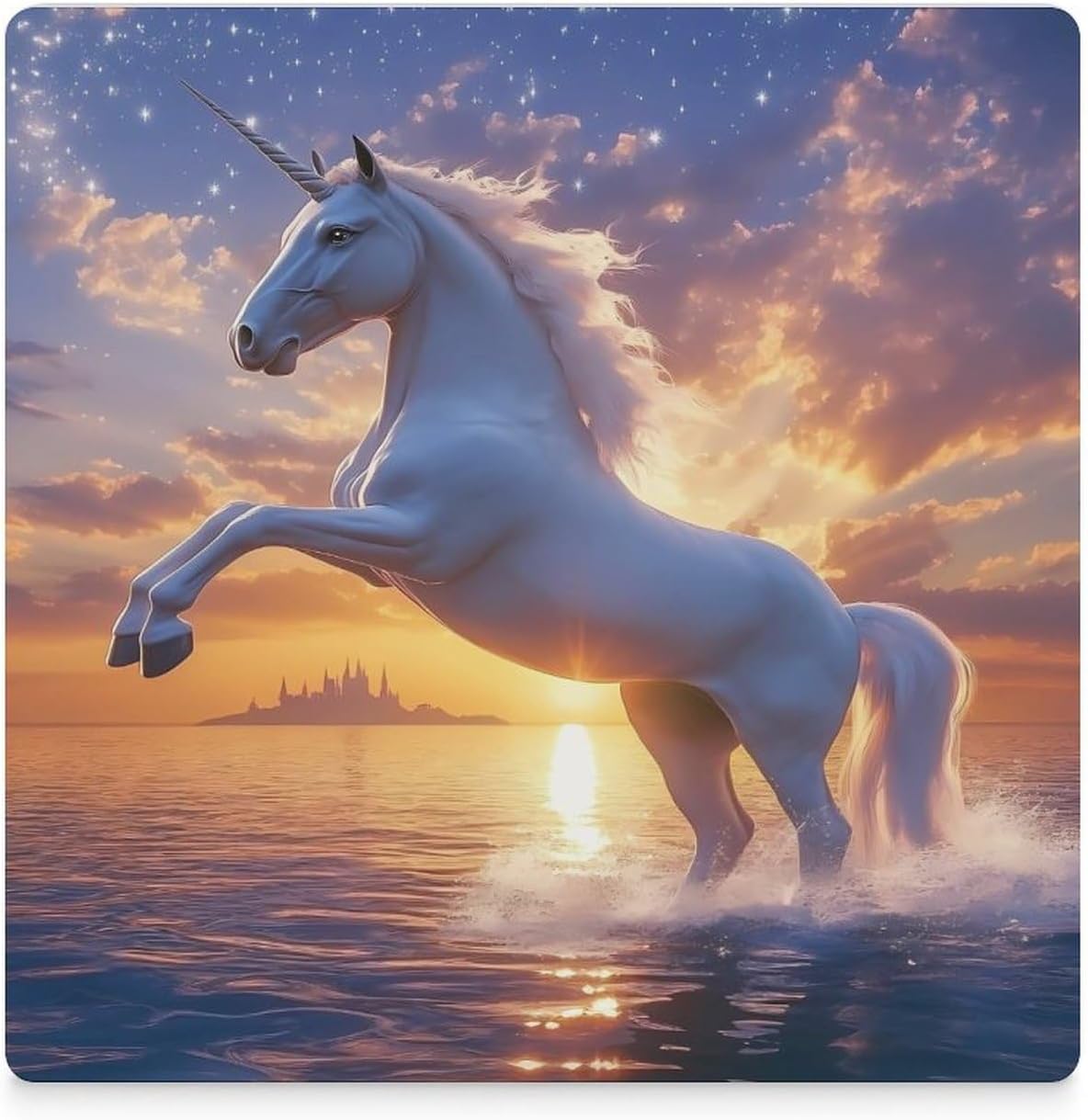 Un-icorns Ceramic Coasters Square Drinks Coaster Coffee Table Decor Table Coaster for Home Bar